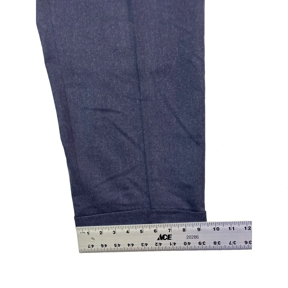 Ralph Lauren 38x28 Navy Blue Flannel Wool‎ Dress Suit Pants Pleated Cuffed Mens